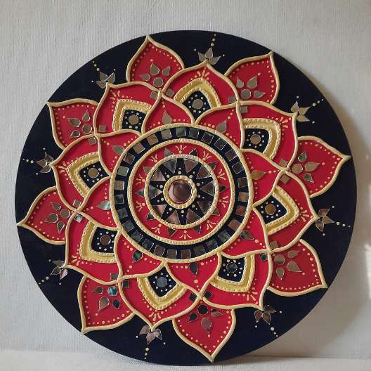 Lippan Wall Art Plate Blue and Red